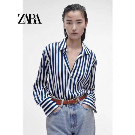 ZARA Spring New Women's Silk Satin Long Sleeve Drop Shirt 8741036044