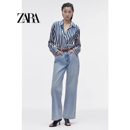ZARA Spring New Women's Silk Satin Long Sleeve Drop Shirt 8741036044