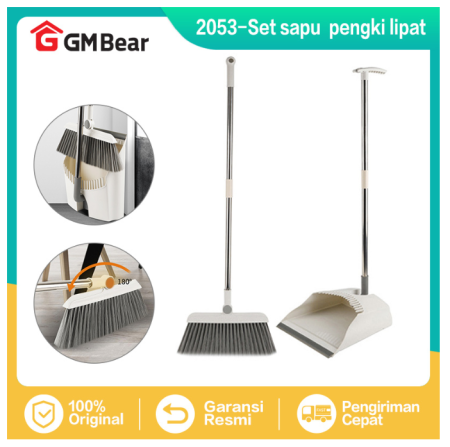 GM Bear Sapu Lantai Pengki Set Lipat 2053 - Broom Set Sapu Ijuk Alat Pembersih Lantai