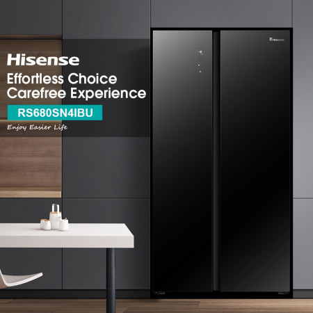 Hisense Kulkas (Refrigerator) Side by Side Kapasitas 564L RS680SN4IBU