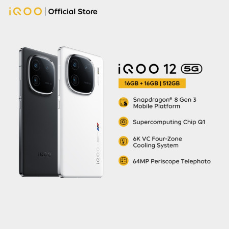 iQOO 12 (16/512)- 1st Snapdragon 8 Gen 3, 6010mm2 VC Cooling system, 5000mAh+120W, 64MP
