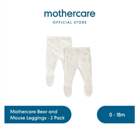 Mothercare Bear and Mouse Leggings - 2 Pack - Celana Panjang Bayi Unisex (Multicolor)