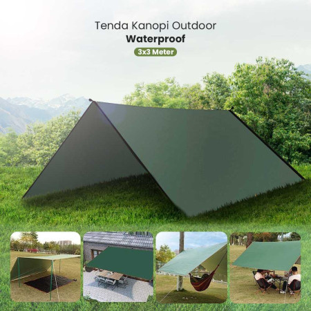 Tenda kemah Kanopi Outdoor Camping Tent Waterproof 3x3 Meter