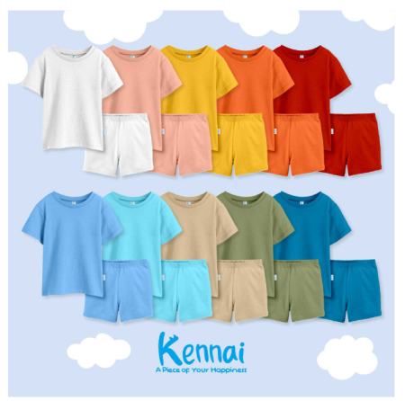 Kennai Setelan Kaos Polos 1 Anak T-shirt Kids Usia 1 - 12 Tahun
