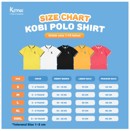 Kennai Baju Anak Polo Shirt Kobi Usia 1 - 10 Tahun