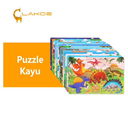 LAKOEINDONESIA Mainan Puzzle Kayu Anak Kartun Wooden Toys Mainan Jigsaw Puzzle
