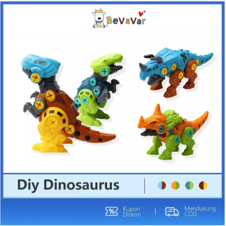 BEVAVAR Mainan Edukasi Anak Diy Dinosaurus Bongkar Pasang Obeng