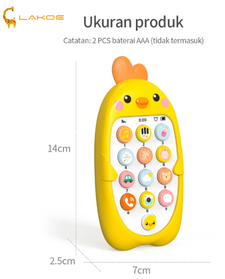 LAKOEINDONESIA Mainan Handphone Anak Bayi Mainan Musik Bayi