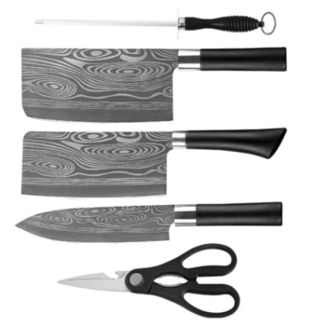 Canel & Co 6In1 Knife Set Cleaver Slicing Chef Knife Scissors Sharpene