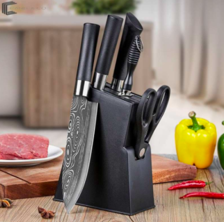 Canel & Co 6In1 Knife Set Cleaver Slicing Chef Knife Scissors Sharpene