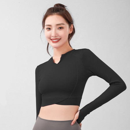 TIMETOSPORT Baju T-shirt Kaos Atasan Lengan Panjang Crop Top Gym Fitness Yoga Olahraga Wanita Premium 1117