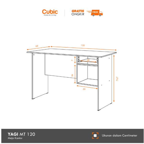 Cubic Meja Kantor Minimalis / Meja Kerja / Meja Belajar / YAGI MT 120