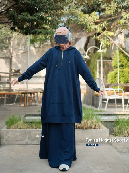 Tunica Modest Sporty Azda | Tunik set Rok Kulot olahraga | Setelan Baju Olahraga Wanita Muslim Muslimah Lengan Panjang