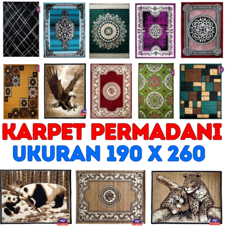 Alhadi Permadani Karpet Lantai Ukuran 190 x 260cm Tebal 8mm Motif Abstrak Minimalis Exotic Modern Dan Klasik