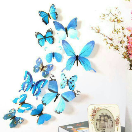 STT Stiker Dinding Kupu-kupu Isi 12pcs/ Wall Stiker Butterfly/ Hiasan Dinding 3D Kupu-kupu