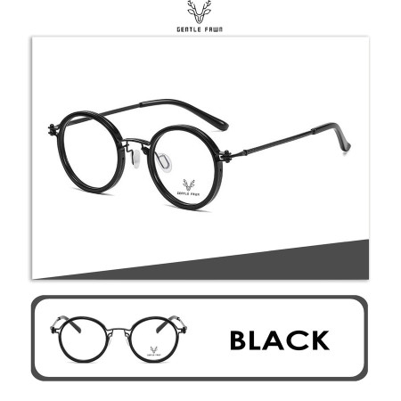 Kacamata Frame Antiradiasi blueray Model Bulat Keren Alloy+Tr Vintage - BLACK, Blueray Normal