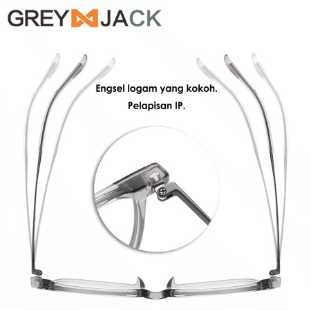 Grey Jack Frame Kacamata Titanium Bentuk Kotak Ringan Bisa Minus 6204 - GREY, FRAME SAJA