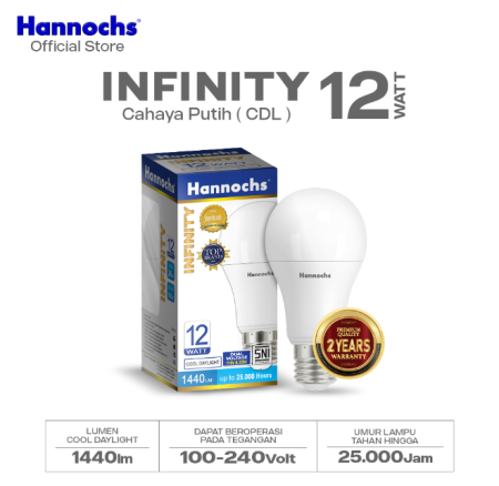 Hannochs Lampu Bohlam LED Infinity 12 watt Cahaya Putih