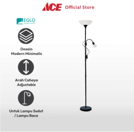 Ace Eglo Up Ii Lampu Lantai - Hitam Multifunctional Stand Lamp Lampu Baca Dan Belajar Serbaguna Penerangan Kamar Desk Light Study