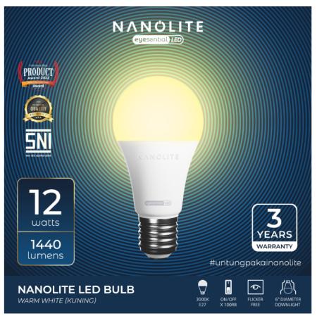 Nanolite Lampu LED Bulb 12W 3000K Kuning