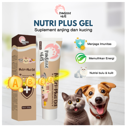 NUTRI PLUS GEL 120g - Suplement For Cat & Dog - Vitamin Anjing Kucing Untuk Menjaga Imunitas, Nafsu Makan, Nutrisi Bulu Dan Kulit