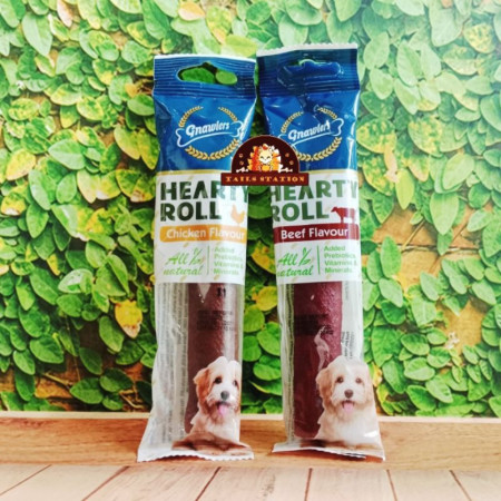 Snack Anjing Gnawlers Hearty Roll 40gr Dog Treats Beef Chicken