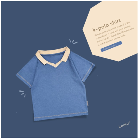 Keola K-Polo Shirt (Kaos Korean Polo Anak) Usia 1 – 7 Tahun / Premium - Blue Steel, 6T