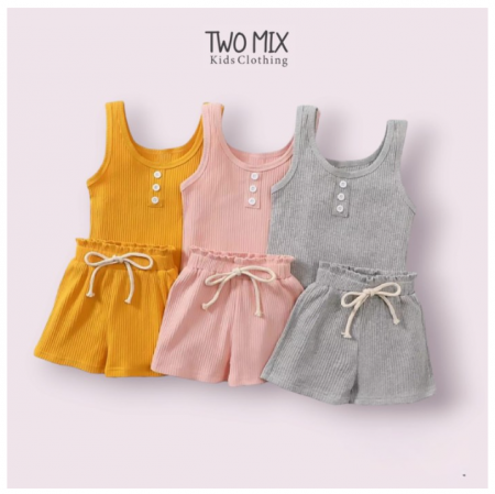 Two Mix - Setelan Singlet Baju Bayi dan Anak 1 2 3 4 Tahun bb05 - Hyejin size 3, brown