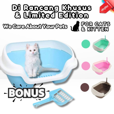 Cat Litter Box Original Free Sekop - Pet Toilet Kucing Bak Pasir Solusi Anabul Anda Agar Tetap Fresh