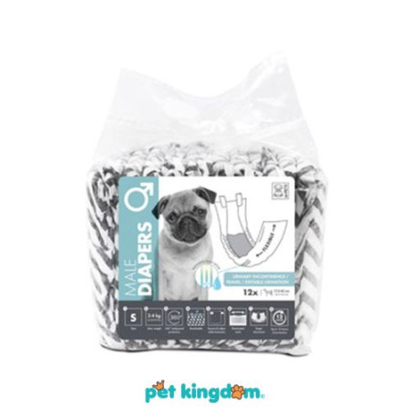 Pet Kingdom M-Pets Set 12 Pcs Ukuran S Popok Anjing Jantan - Hitam/Putih Dog Diaper