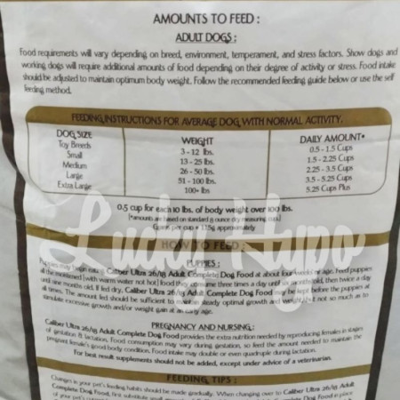 Makanan Anjing/ Dogfood Caliber Ultra Adult Complete All Life Stages 18.14kg