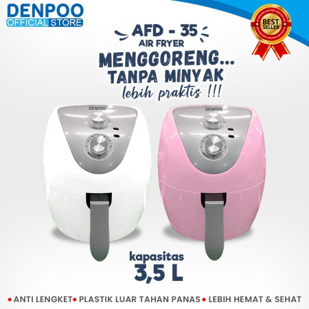 DENPOO AIR FRYER 5L SEHAT&HEMAT MENGGORENG TANPA MINYAK DENPOO AFD 35 - Merah Muda