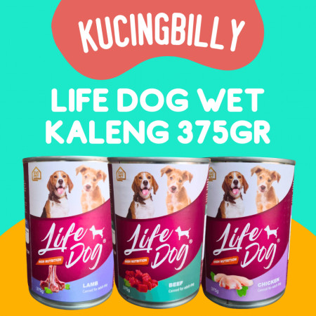 LIFE DOG 375gr KALENG makanan anjing