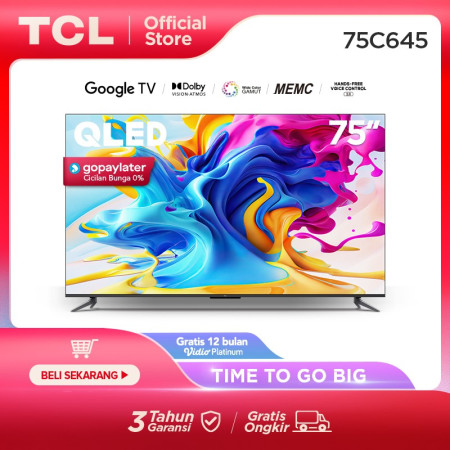 TCL 75 inch QLED Google TV 4KUHD- HDR 10+-Dolby Atmos&Vision - 75C645
