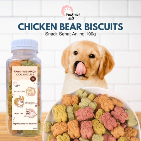 CHICKEN BEAR BISCUITS 100gr - Snack Kering Anjing Puppy - Cemilan Anjing - Dog Treats - Biskuit Anjing