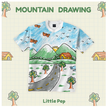 Mountain Drawing - Little Pep - baju anak gambar pemandangan gunung - 2-3 tahun
