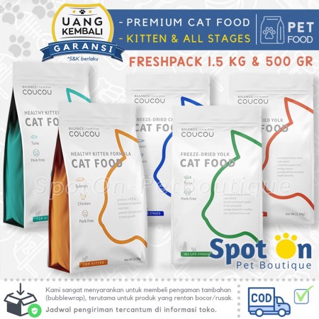 COUCOU Dry Food 1.5 Kg & 500 Gr | Cou Cou Kitten & All Life Stages | Makanan Kering Kucing