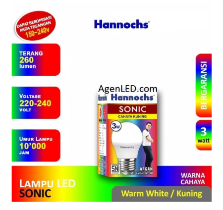HANNOCHS Sonic Lampu LED 3W Bohlam 3 w watt Bulb Warm White KUNING