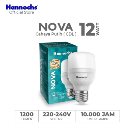 Hannochs Lampu Bohlam LED NOVA 12W Cahaya Putih