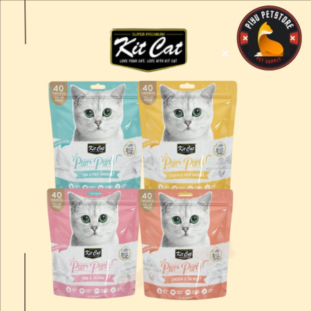 Kit Cat Purr Puree / Snck Kucing 600g (15g x 40 Pcs) - Chiken & Salmon