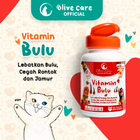 Olive Care Vitamin Kucing BULU Lebat Panjang Cegah Jamur & Bulu Rontok - 10 Kapsul