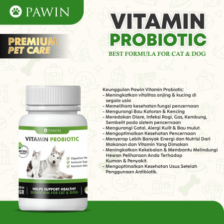 Vitamin Probiotic Penghilang Bau Kotoran Kencing Anjing Kucing Hewan
