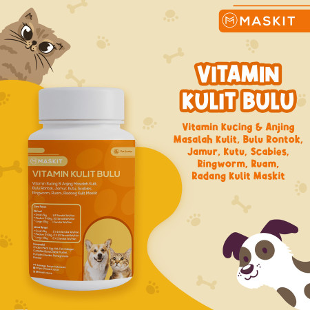 Vitamin Hewan Kucing Anjing Kulit Bulu Rontok, Scabies, Jamur, Kutu