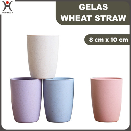Gelas Wheat Straw Kopi Mug Cangkir | Gelas Gandum Kokoh | BPA Free - PM05 BIRU