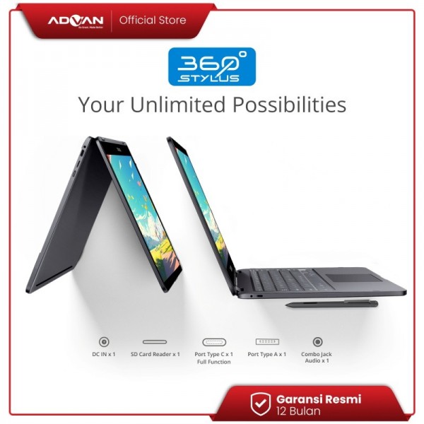Advan 360 Stylus Laptop Flip 2in1 Tablet Touchscreen INTEL i5 8+256GB