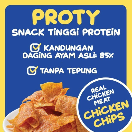 Snack Sehat Tinggi Protein PROTY Ori(2)+Pedas(1) Cemilan Chicken Chips