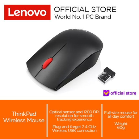 Lenovo Wireless Mouse ThinkPad Essential 1200dpi Optical Black,