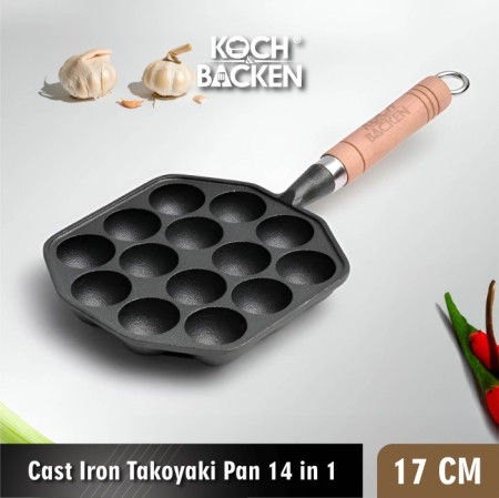 KOCH&BACKEN Cast Iron Takoyaki Pan 14 in 1 - Cetakan Takoyaki
