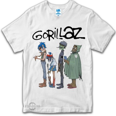 Kaos band GORILLAZ WHITE CLINT EASTWOOD Premium tshirt gorillaz