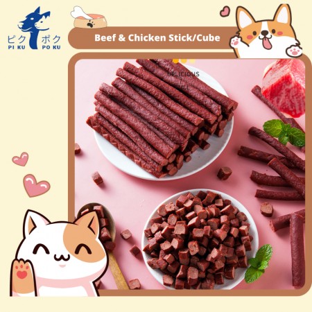 [PIKU POKU] Beef & Chicken Stick/Cube | Snack Anjing Camilan Anjing Biskuit Anjing Dogfood Petfood Makanan Hewan Makanan Anjing